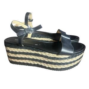Michael Kors Women's Leather Espadrille Sandals 8.5 Comfortable Wedge Platform
